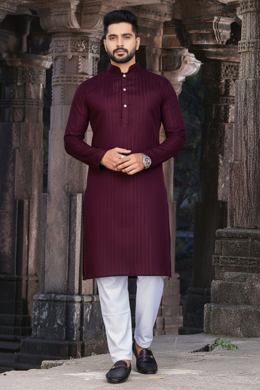 Kurta Pantalon Bordeaux 2 pièces