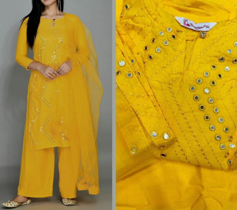 Kurta Bas Dupatta JAUNE 3 pièces
