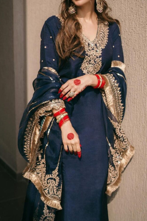 Kurta Bleu Marine 3 pièces
