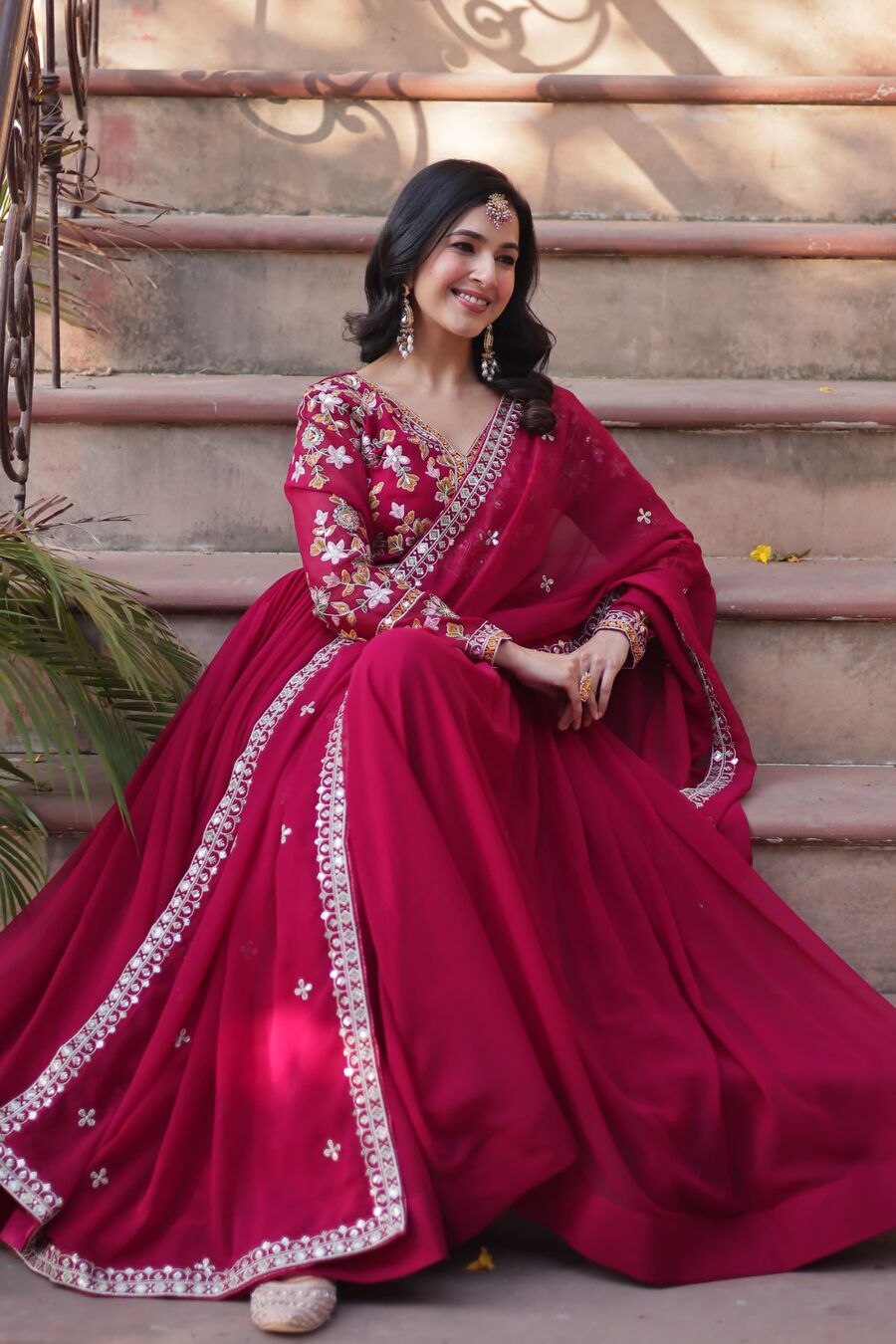 Robe Fuchsia avec Dupatta