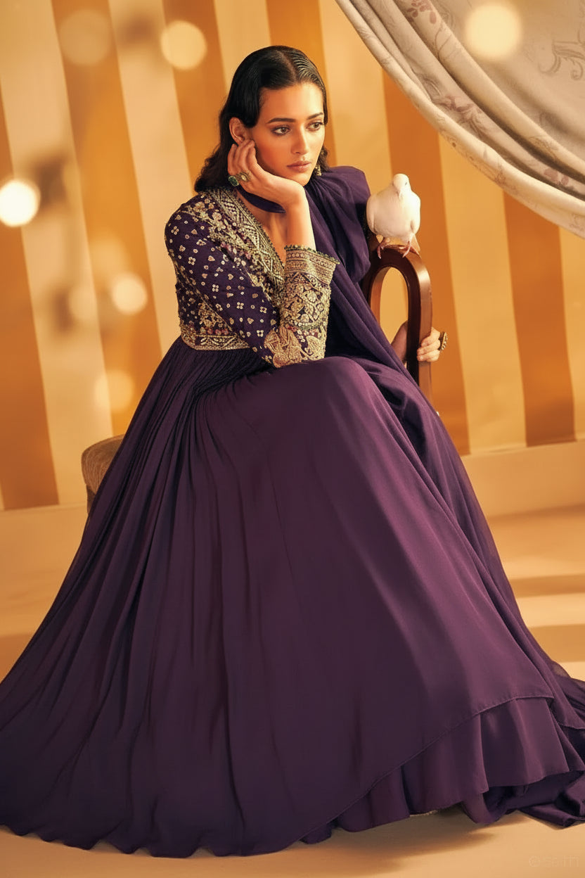 Robe Violette avec Dupatta
