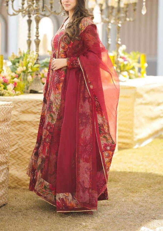 Robe Rouge Florales   2 pièces