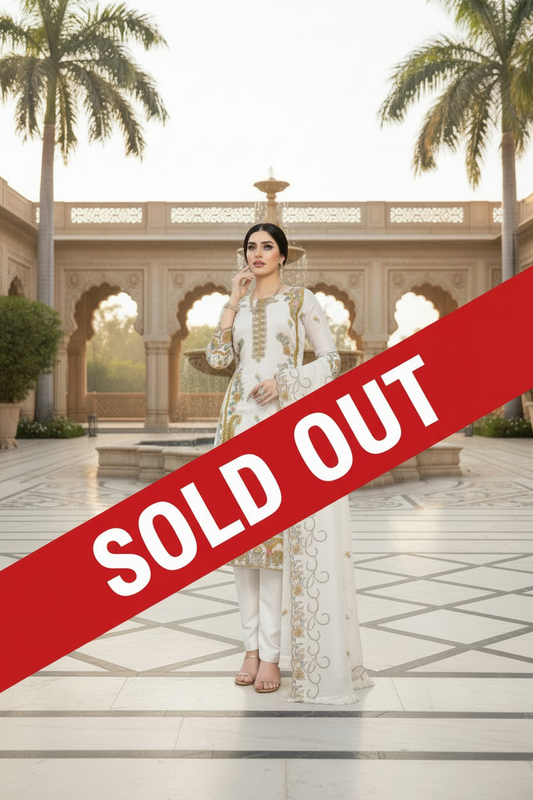Shalwar Kameez Blanc  3 pièces