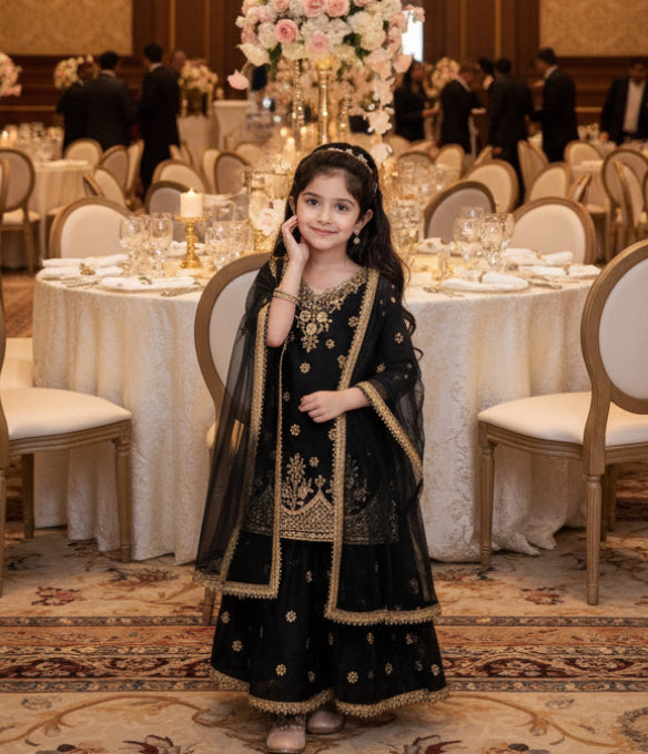 Top Noir Or avec Dupatta