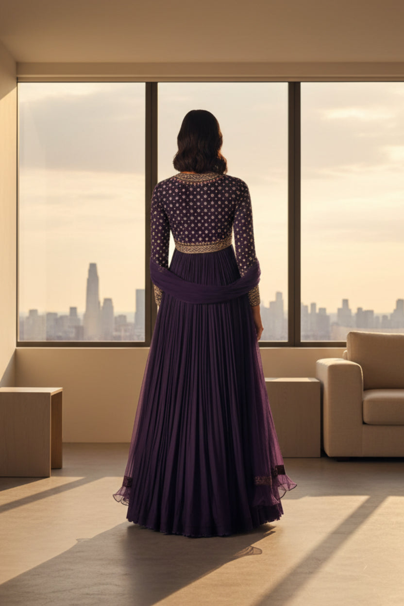 Robe Violette avec Dupatta