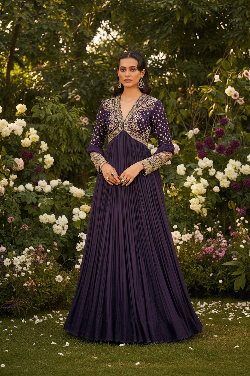 Robe Violette avec Dupatta