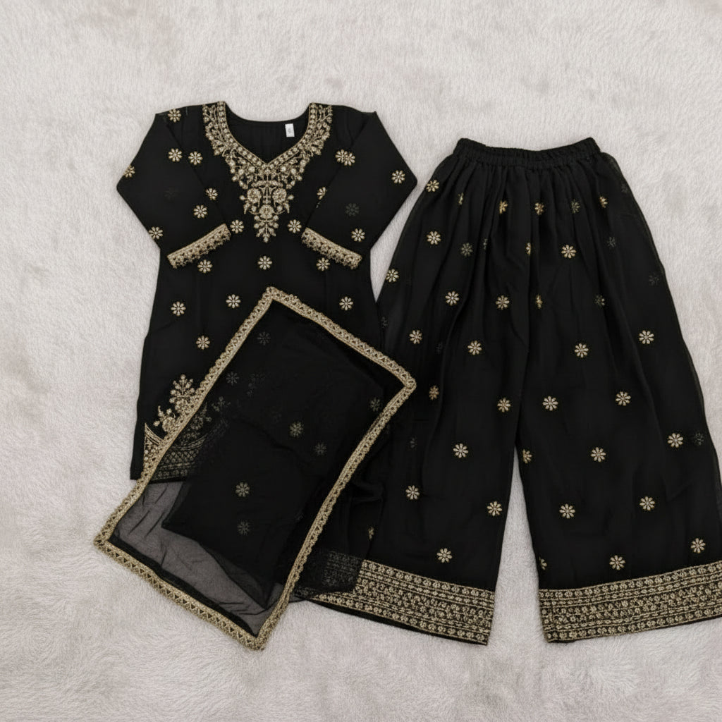 Top Noir Or avec Dupatta