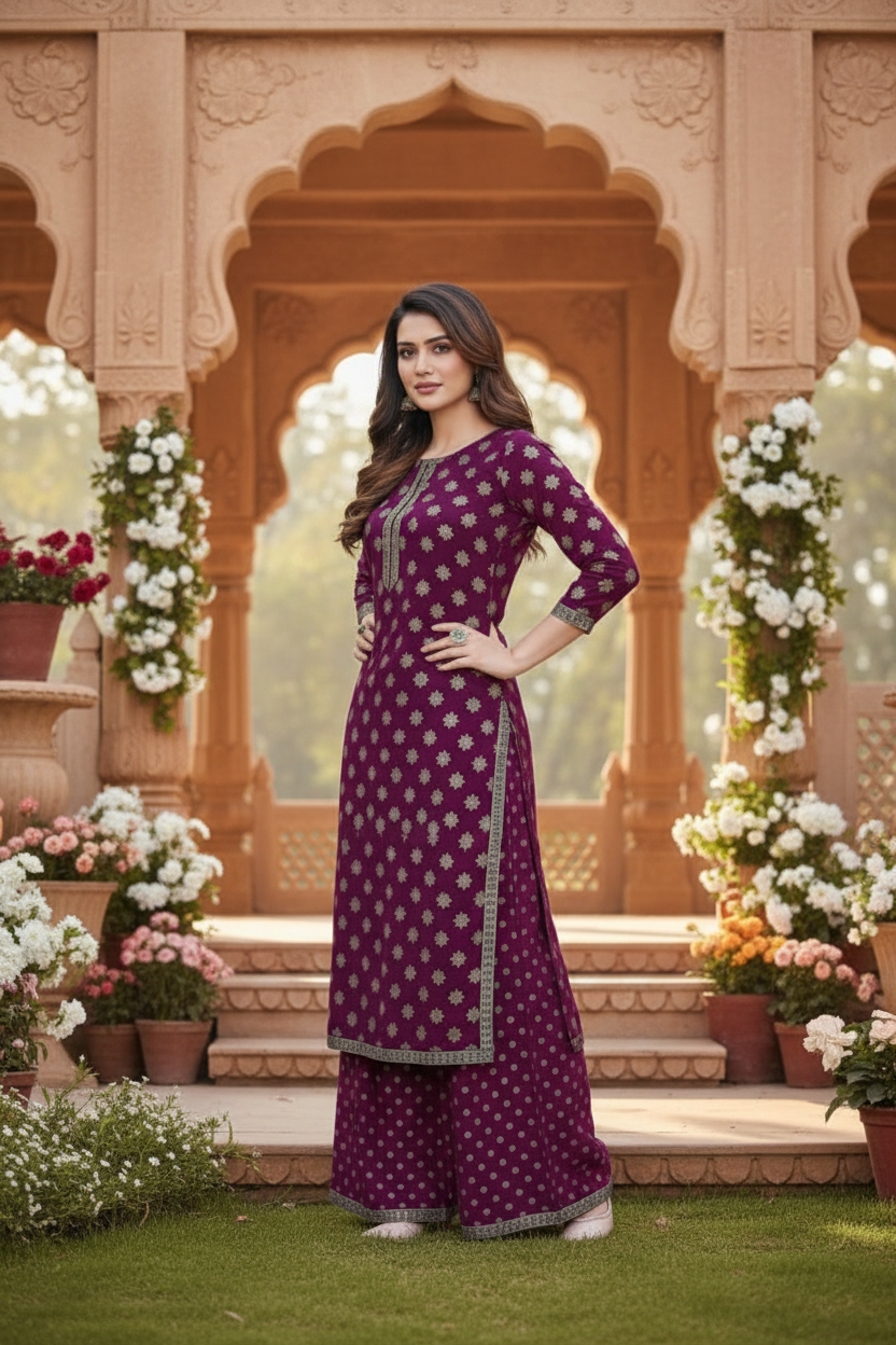 Kurta Palazzo Violet  2 pièces
