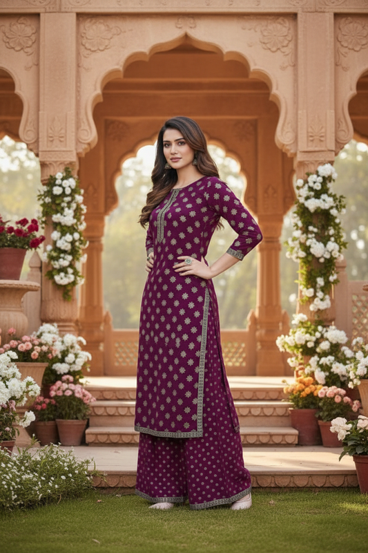 Kurta Palazzo Violet  2 pièces