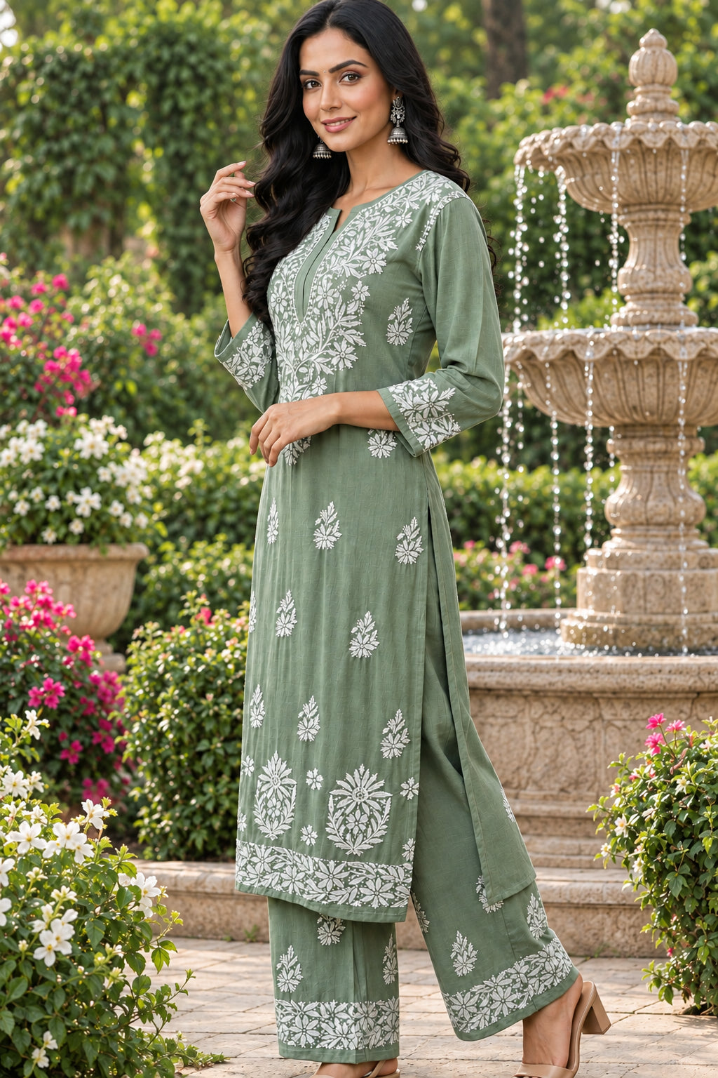 Kameez Palazzo Vert Eau
