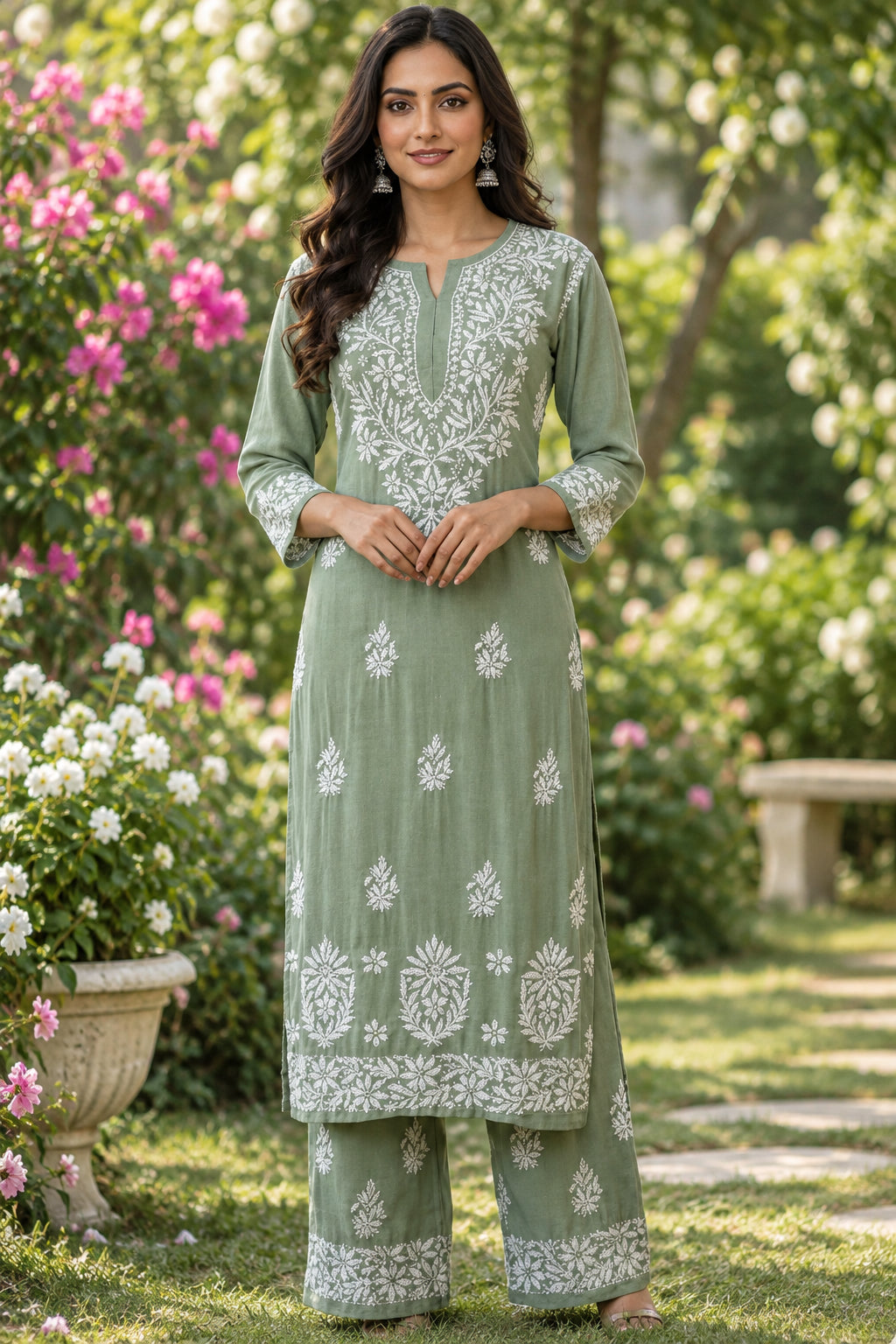 Kameez Palazzo Vert Eau