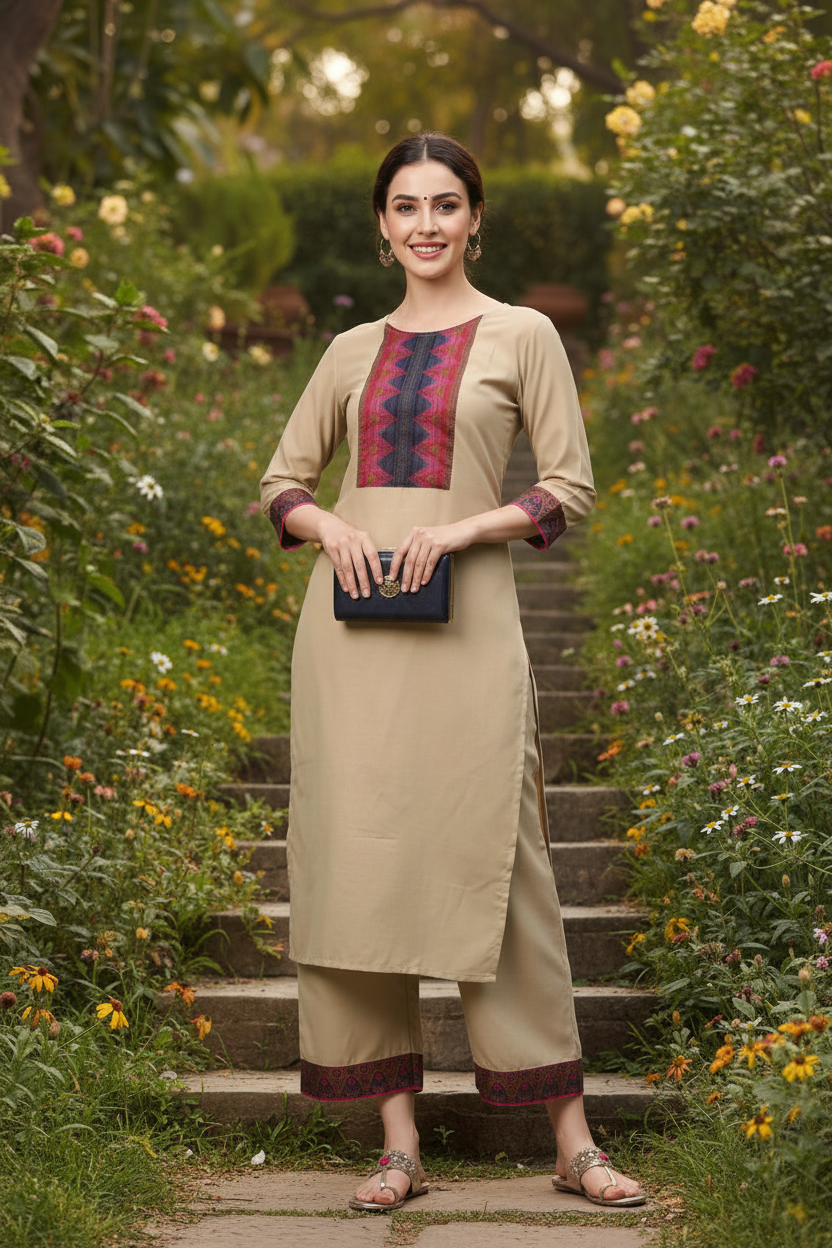 Kurta beige  2 pièces