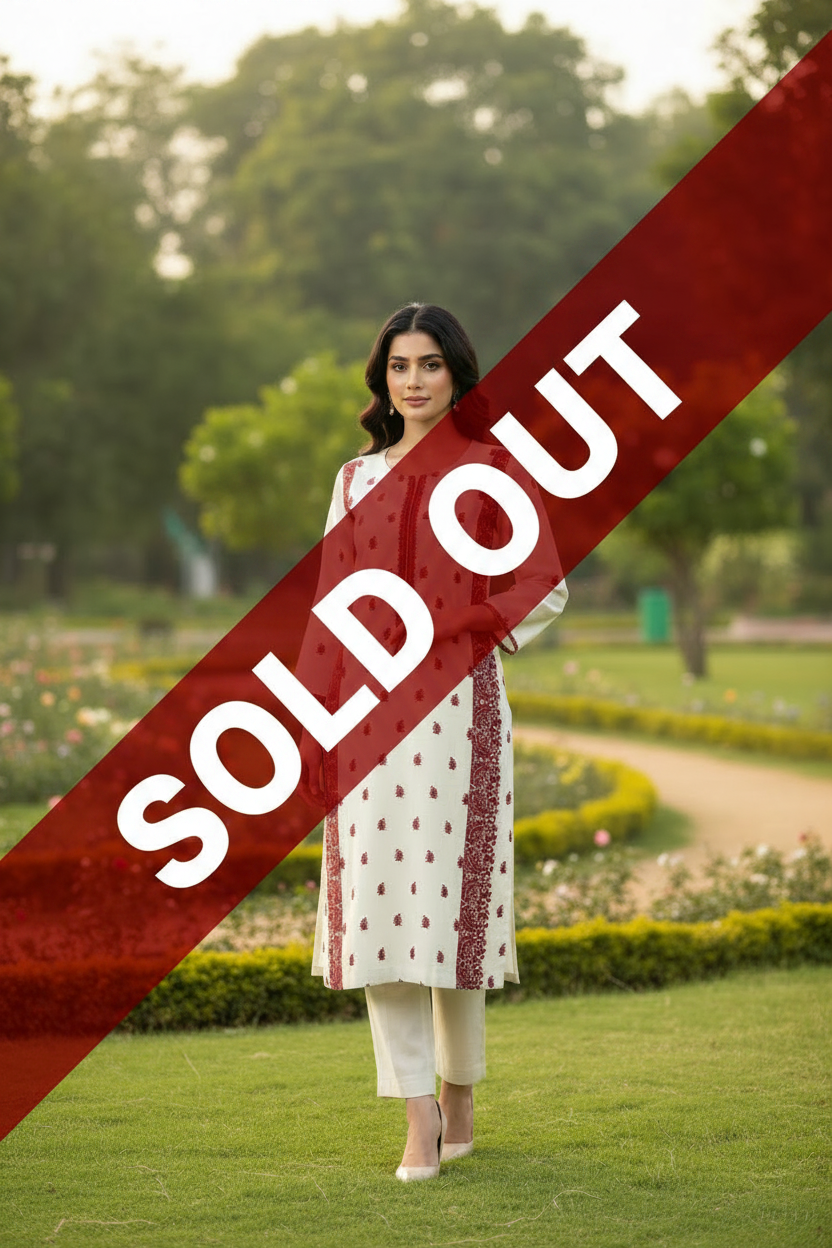 Kurta Beige Red  2 pièces