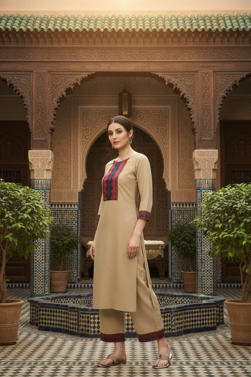Kurta beige  2 pièces