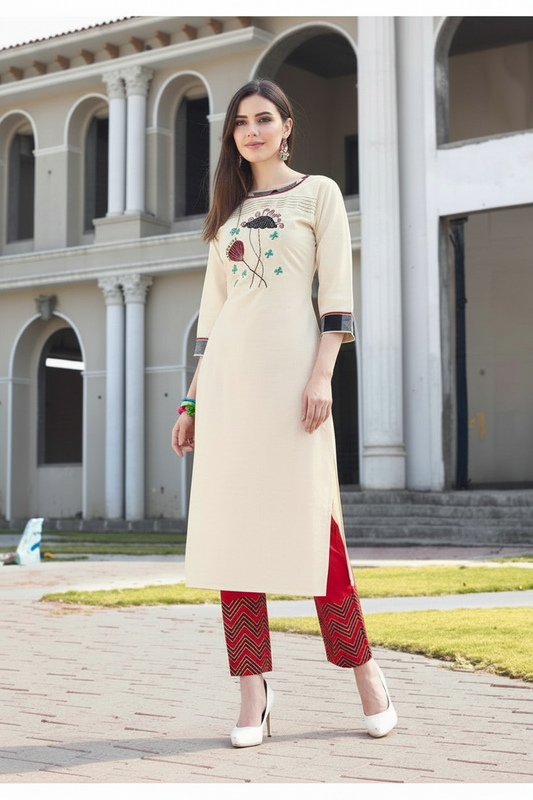 Kurta Blanc Cassé  2 pièces