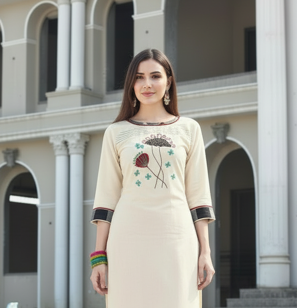Kurta Blanc Cassé  2 pièces
