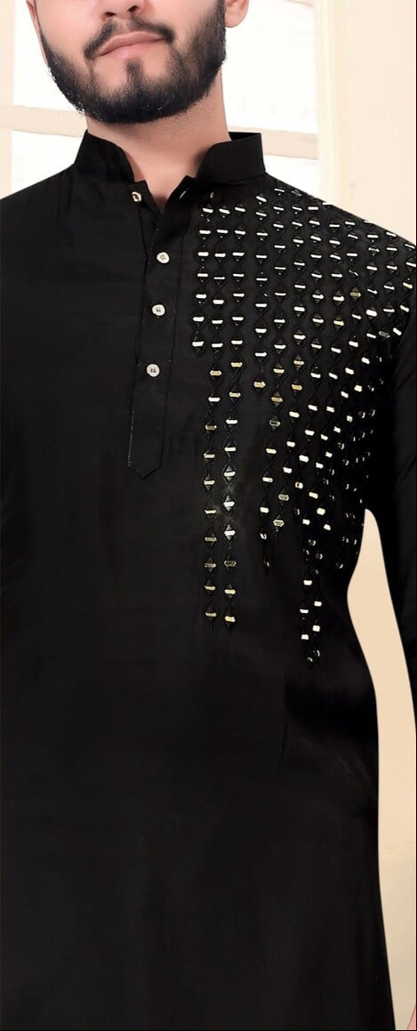 Kurta Noir Miroir  2 pièces