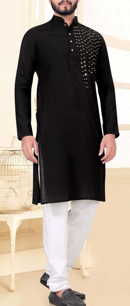 Kurta Noir Miroir  2 pièces