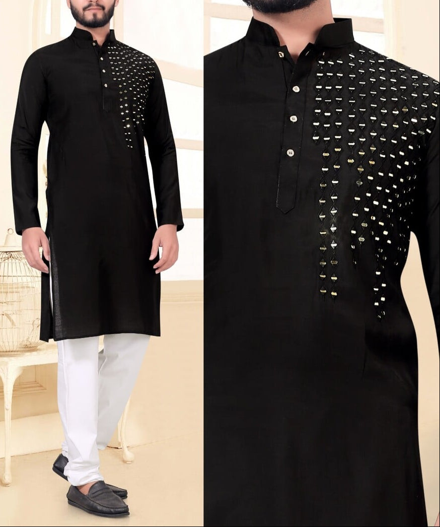 Kurta Noir Miroir  2 pièces