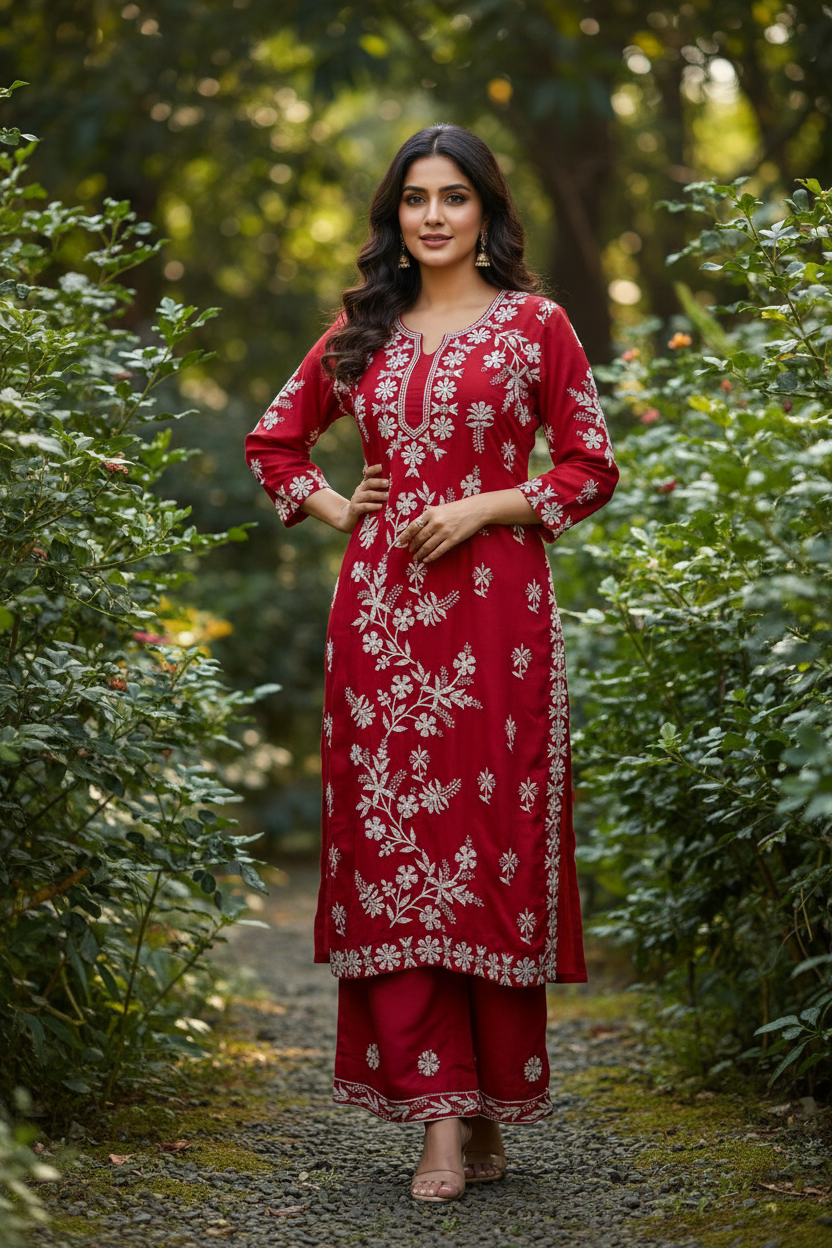 Kurta Rouge  2 pièces