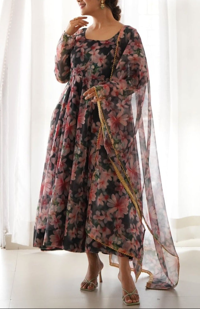 Robe Florales Noir  3 pièces