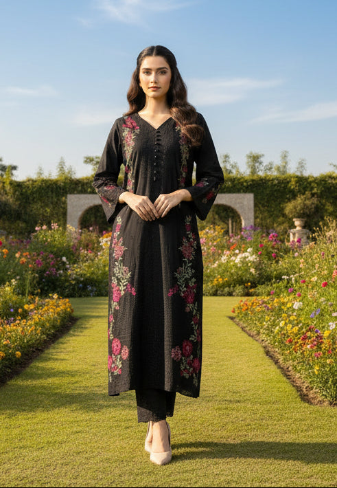 Shalwar Kameez Noir 3 pièces