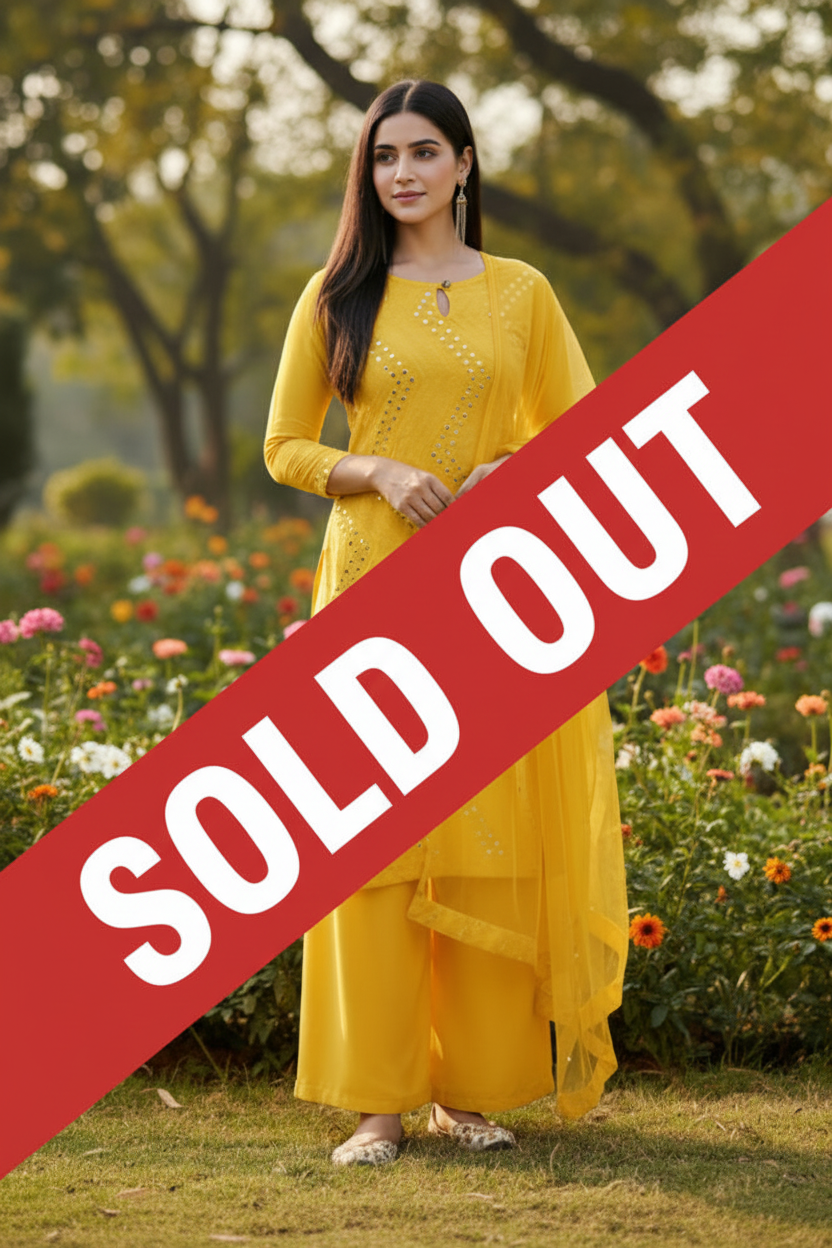 Kurta Bas Dupatta JAUNE  3 pièces
