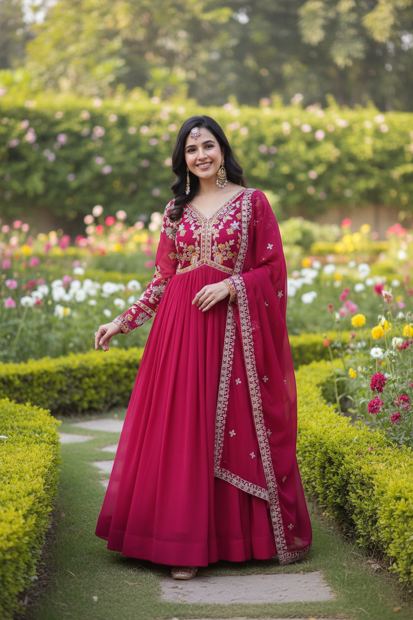 Robe Fuchsia avec Dupatta