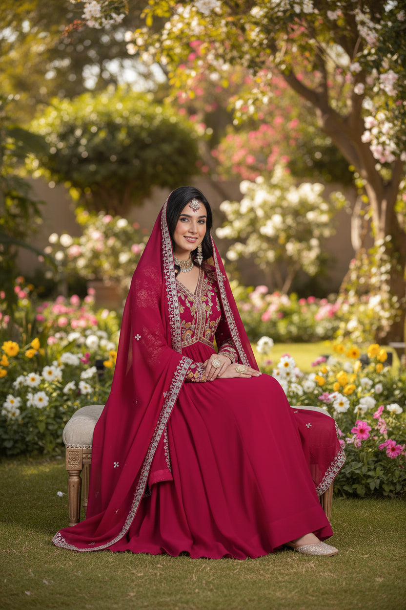 Robe Fuchsia avec Dupatta