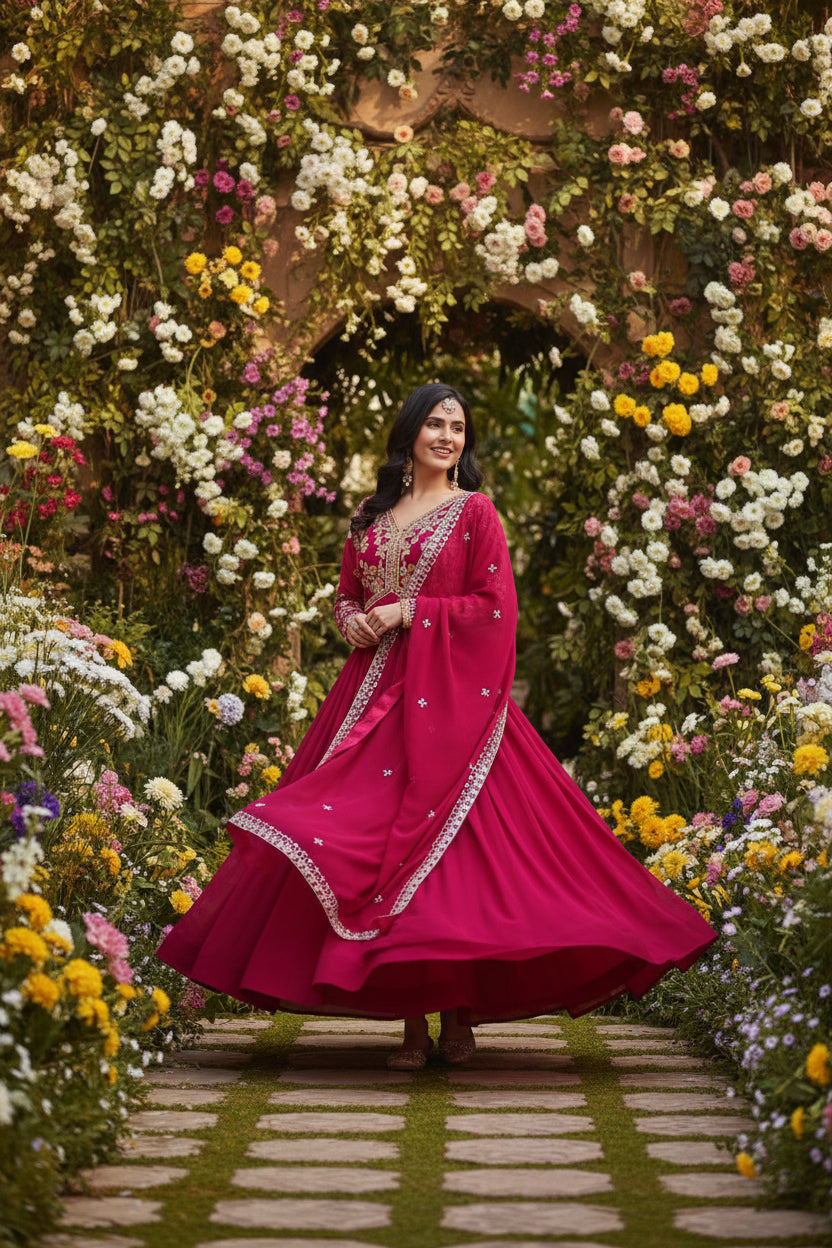 Robe Fuchsia avec Dupatta