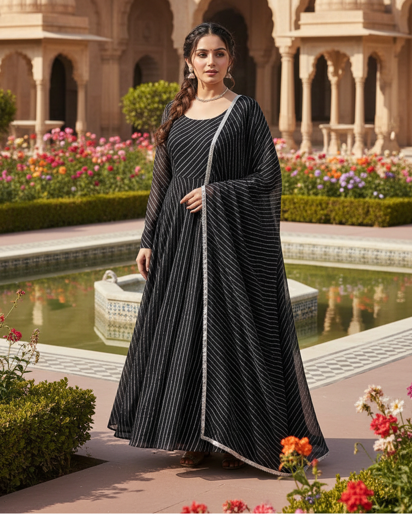 Robe noire avec dupatta