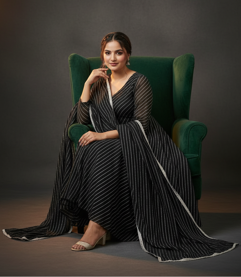 Robe noire avec dupatta