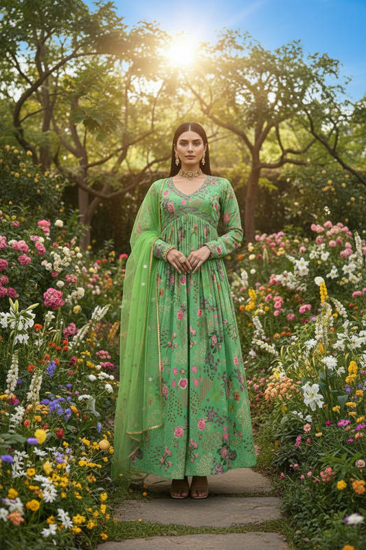 Robe Vert Florales  2 pièces