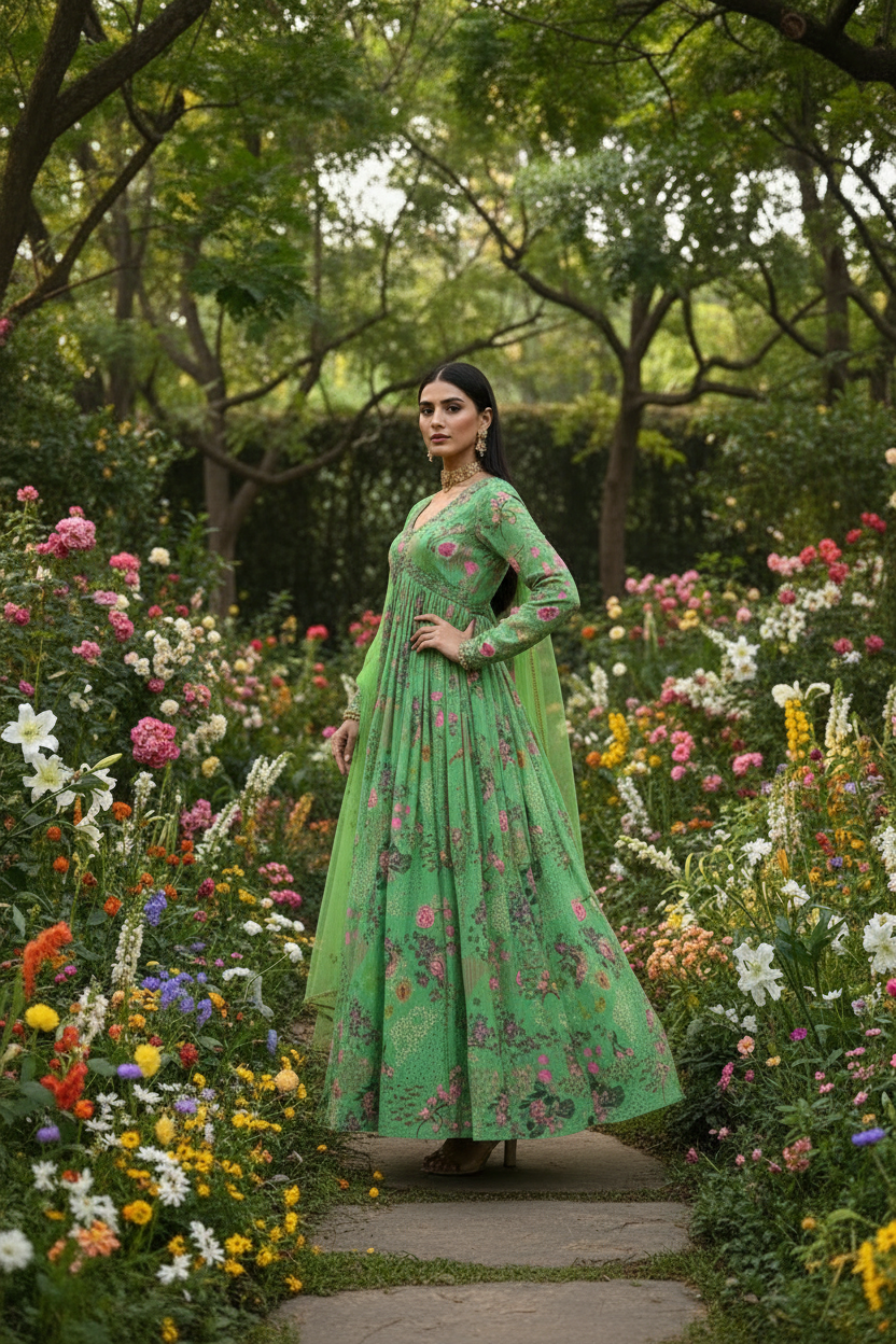 Robe Vert Florales  2 pièces