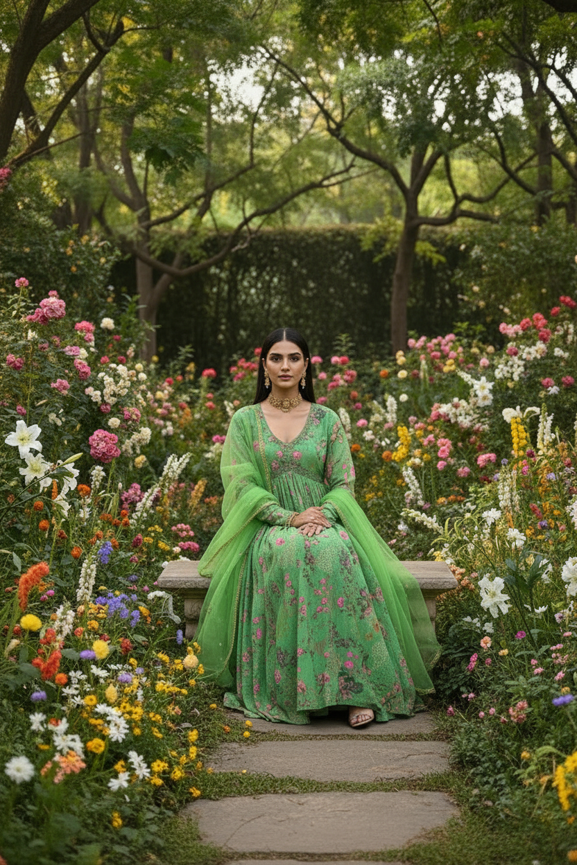 Robe Vert Florales  2 pièces