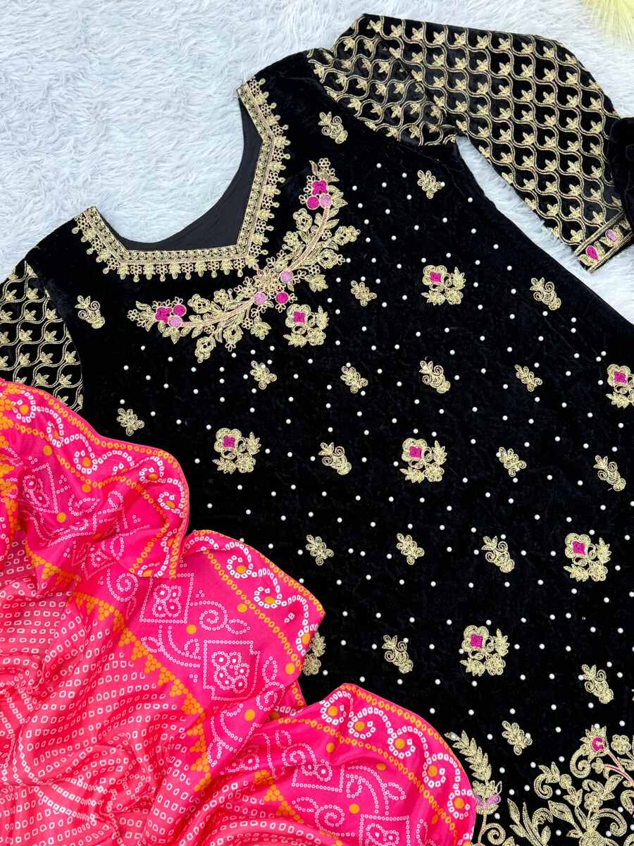 Top Palazzo Dupatta Noir et rose
